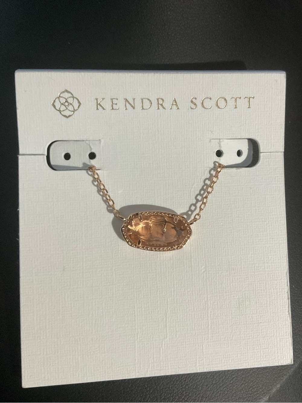 Kendra Scott Rose Gold Oval Drusy Necklace - Peachy Pink 2484